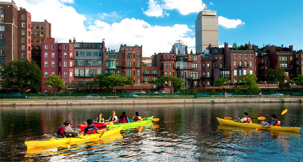 kayaking on the charles river, boston