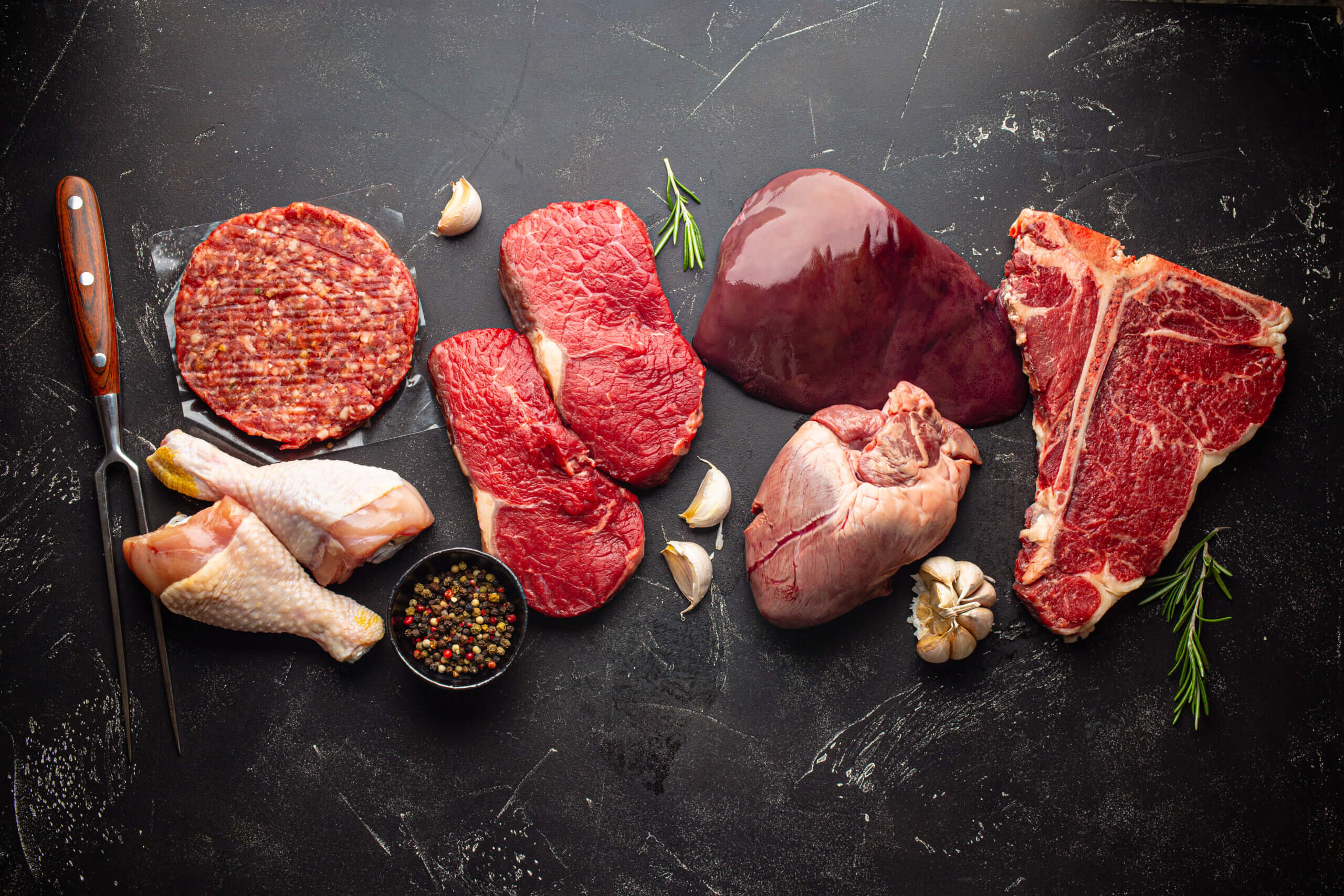Assorted raw meat for carnivore diet